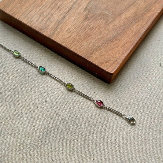 Mixed Tourmaline Sterling Silver Bracelet