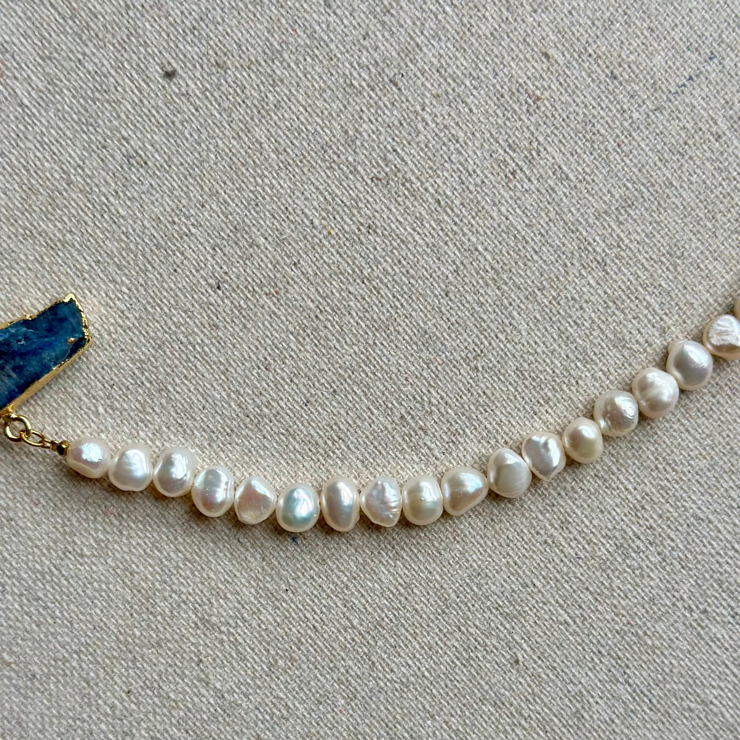 Kyanite And Freshwater Pearl Beaded Necklace