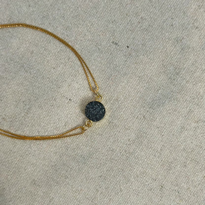 Black Druzy Gold-plated Sterling Silver Bracelet