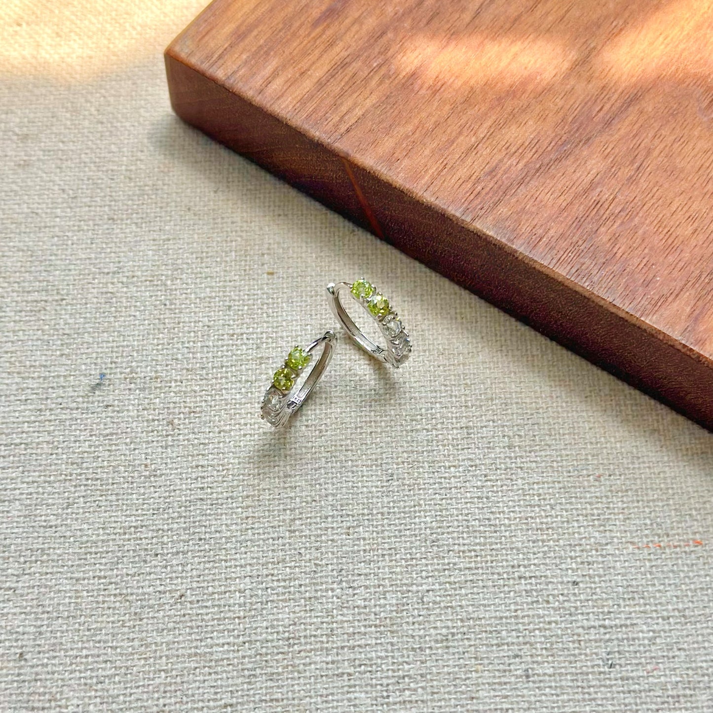 Peridot Mixed White Topaz Sterling Silver Ear Hoop