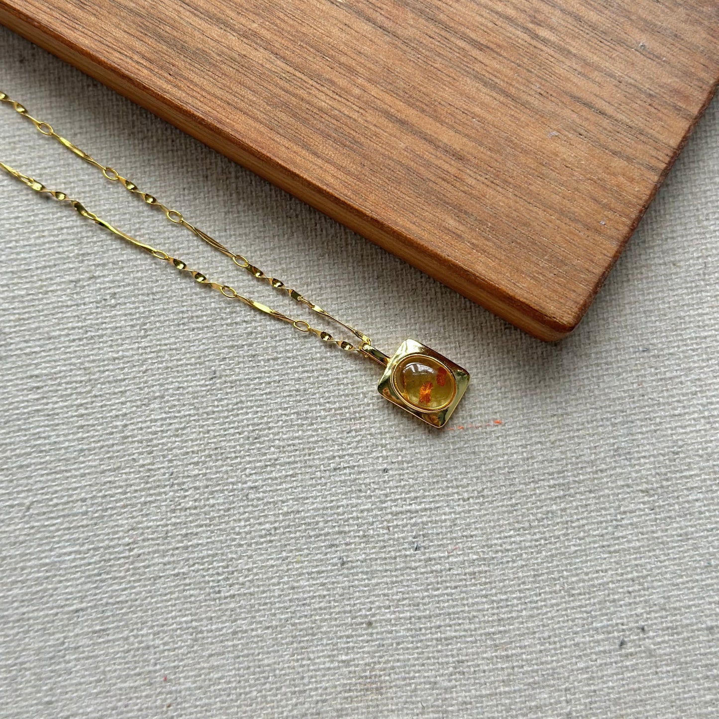 Amber Gold-plated Sterling Silver Necklace