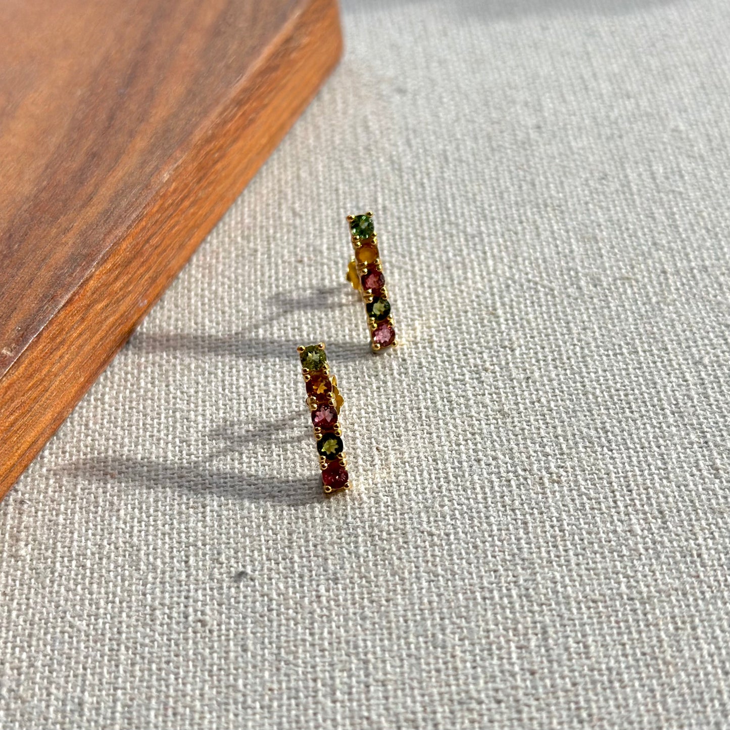 Tourmaline Mixed Gold-plated Sterling Silver Ear Stud