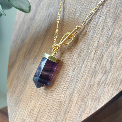 Fluorite Hoop Toggle Gold-plated Long Necklace