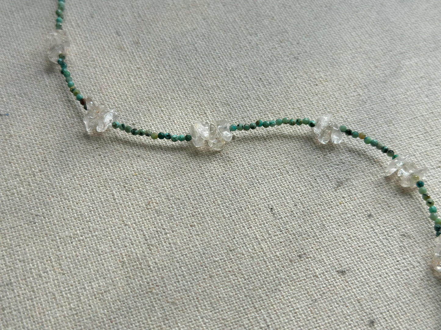 Turquoise And Clear Quartz Beaded Necklace