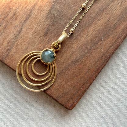 Labradorite Gold-plated Dotty Chain Long Necklace