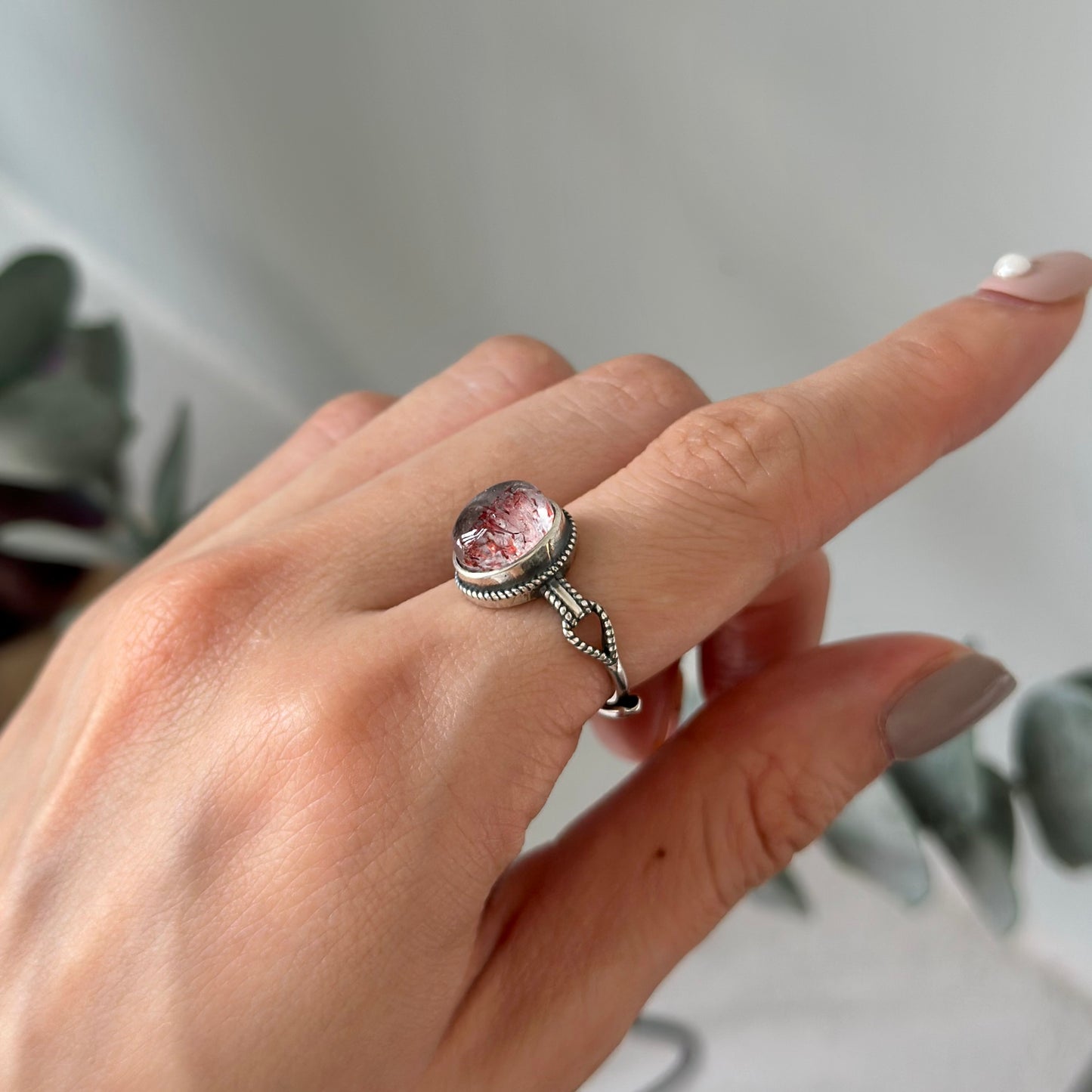 Super Seven Cabochon Adjustable Sterling Silver Ring