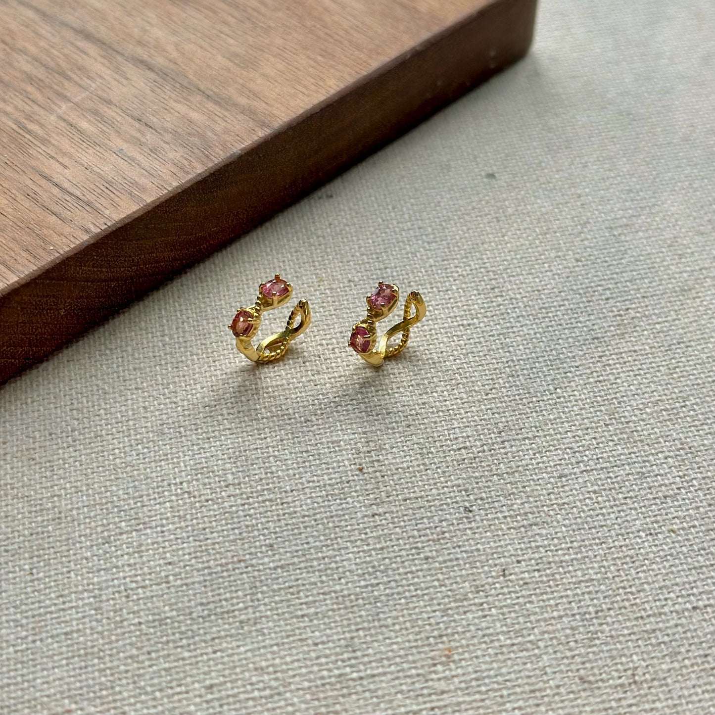 Pink Tourmaline Gold-plated Ear Cuff