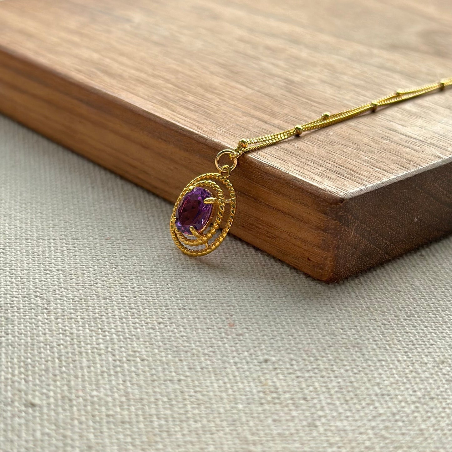 Amethyst Dotty Chain Gold-plated Sterling Silver Necklace