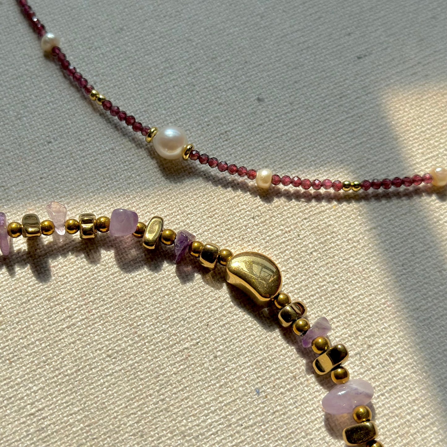 Amethyst And Gold-plated Beaded Bracelet