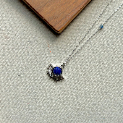 Lapis And Kyanite Beaded Sterling Silver Necklace