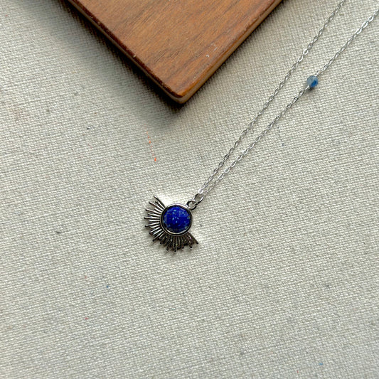 Lapis And Kyanite Beaded Sterling Silver Necklace