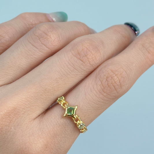 Peridot And Topaz Adjustable Gold-plated Ring