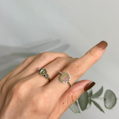 Prehnite Vintage Inspired Adjustable Sterling Silver Ring