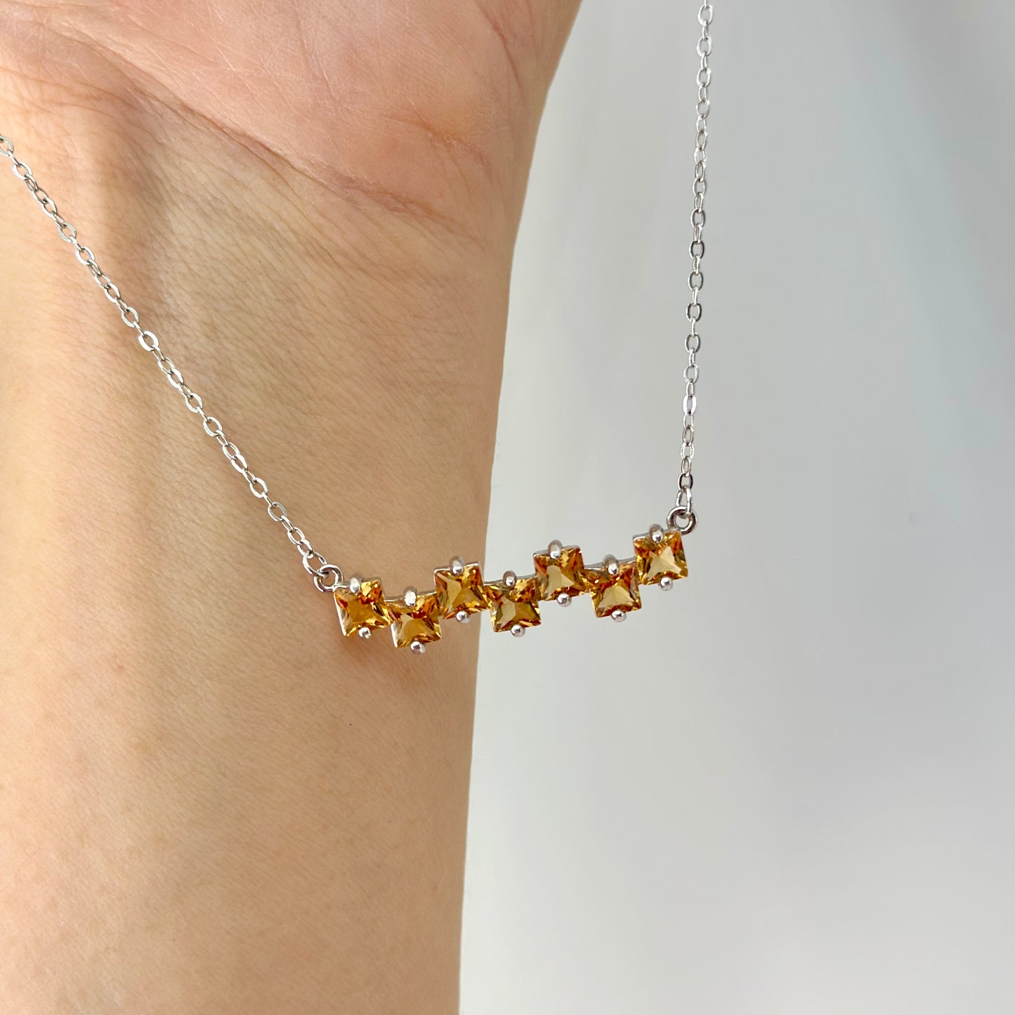 Citrine November Birthstone Sterling Silver Necklace