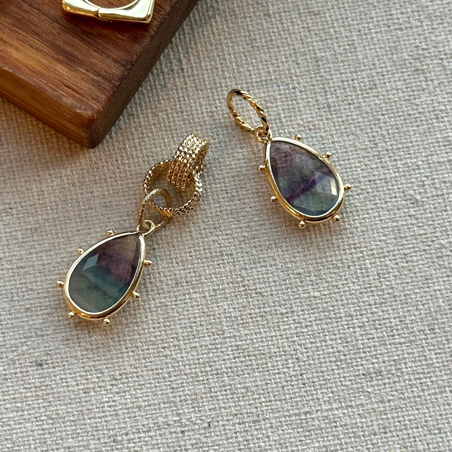 Fluorite Two-way Gold-plated Ear Hoop