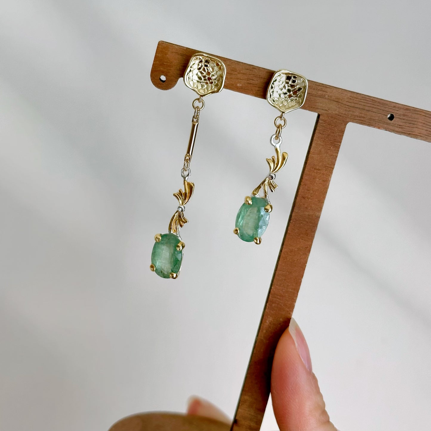 Kyanite Asymmetric Two Tone Gold-plated Earring