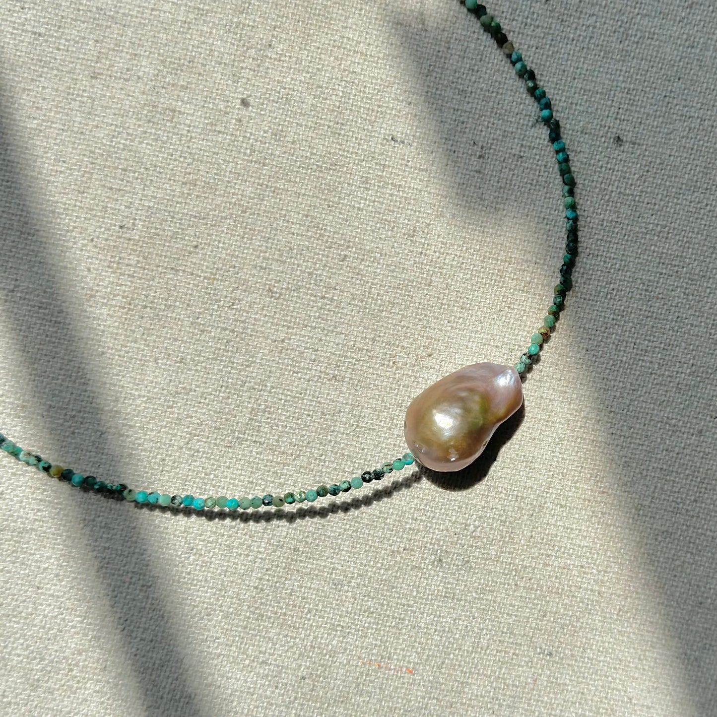 Turquoise Beaded And Baroque Freshwater Pearl Necklace