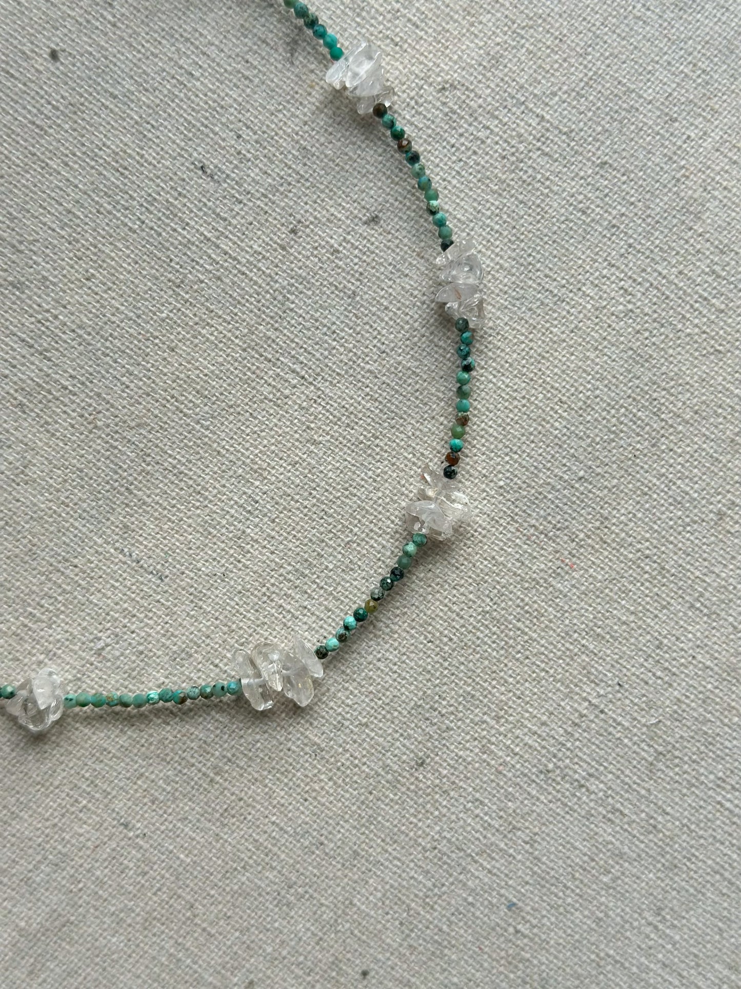 Turquoise And Clear Quartz Beaded Necklace