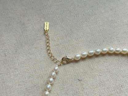 Freshwater Pearl Oval Shape Beaded And Sunstone Necklace