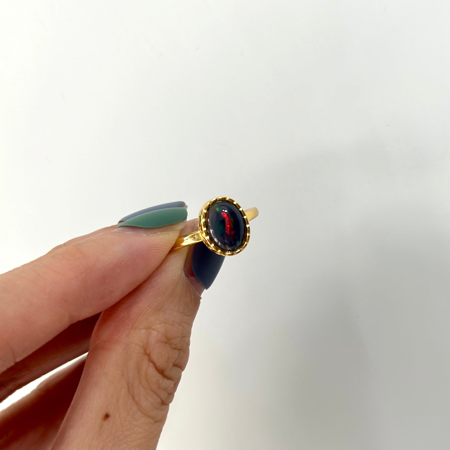 Black Opal Gold-plated Sterling Silver Ring