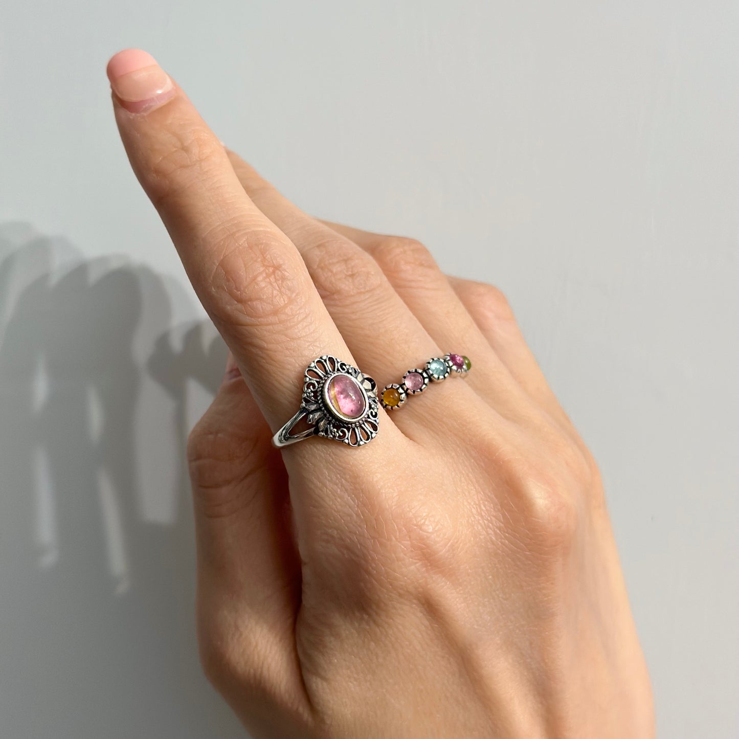 Mixed Tourmaline Sterling Silver Ring