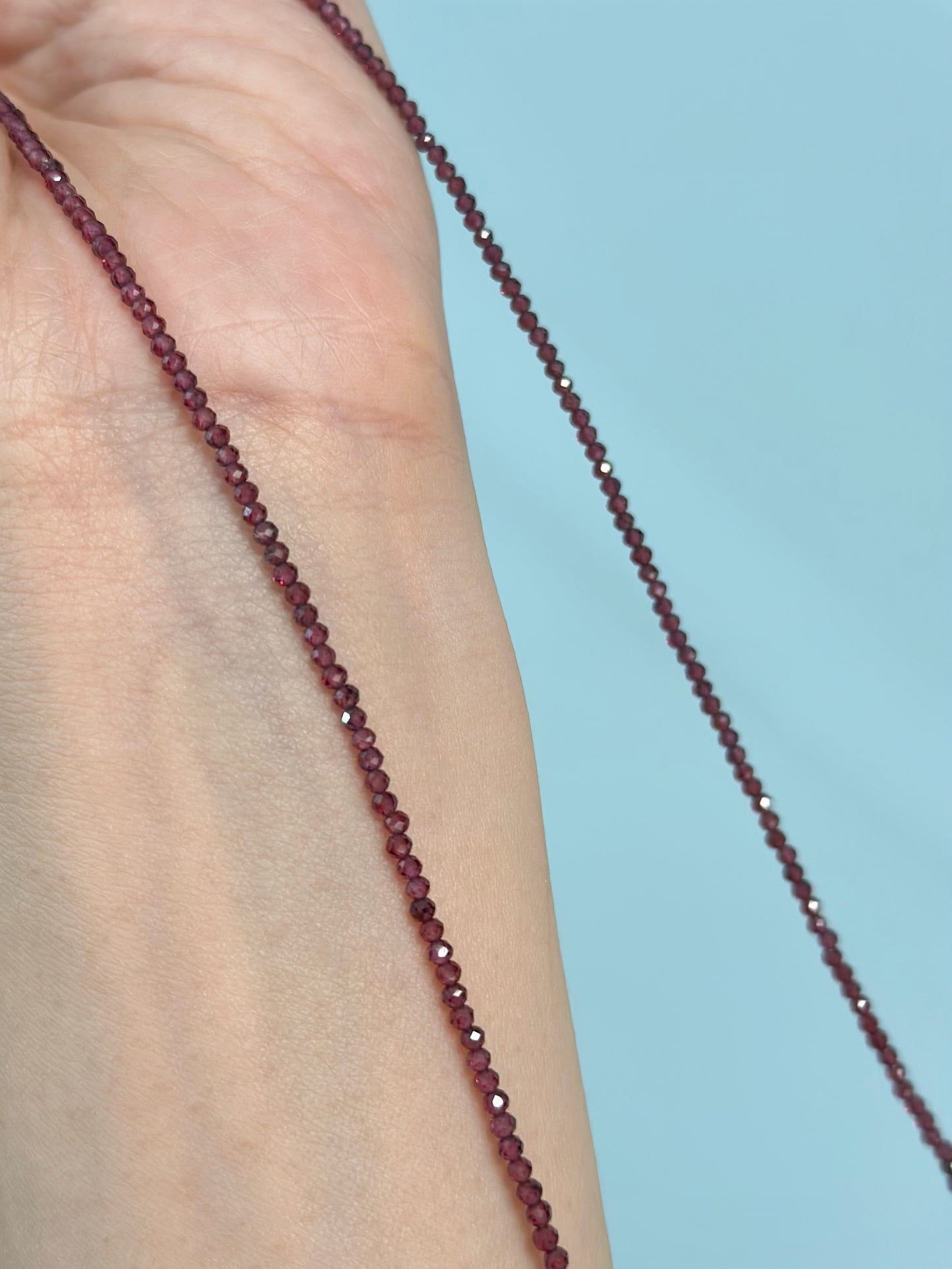 Garnet And Freshwater Pearl Beaded Long Necklace