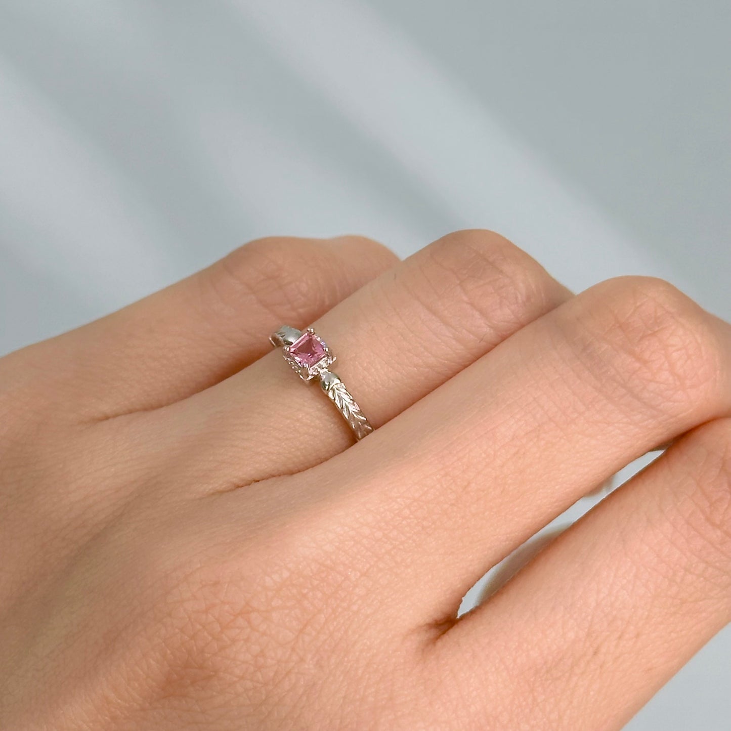 Pink Tourmaline Adjustable Sterling Silver Ring