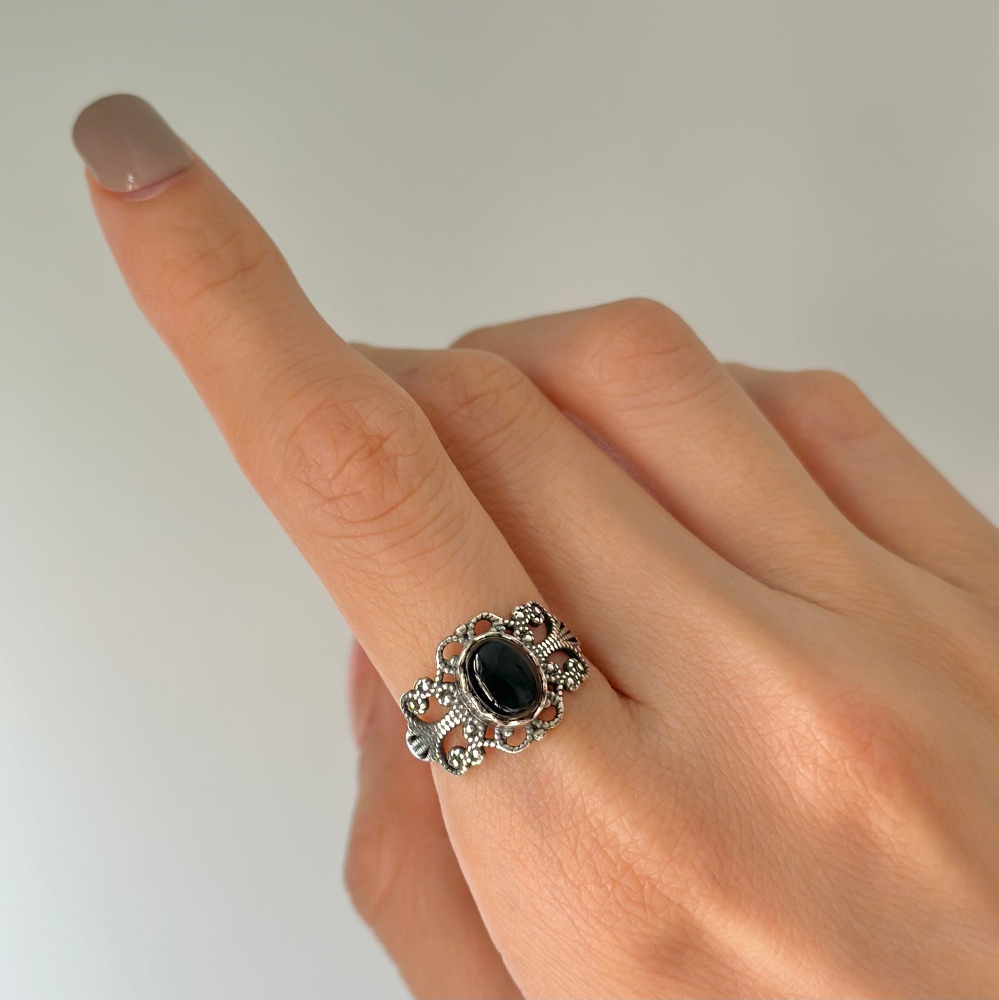 Pietersite Lace Cutout Adjustable Sterling Silver Ring