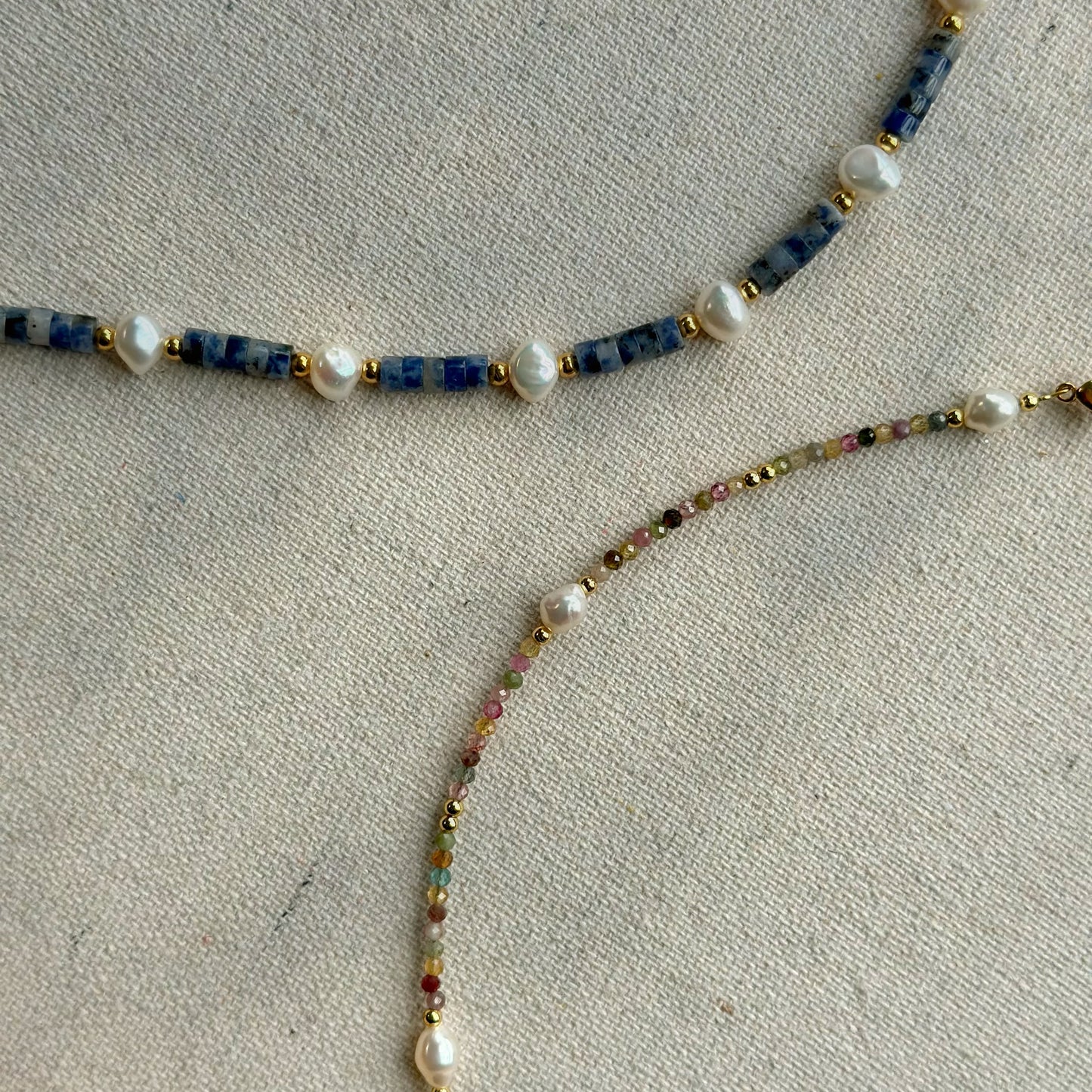 Sodalite And Freshwater Pearl Beaded Bracelet