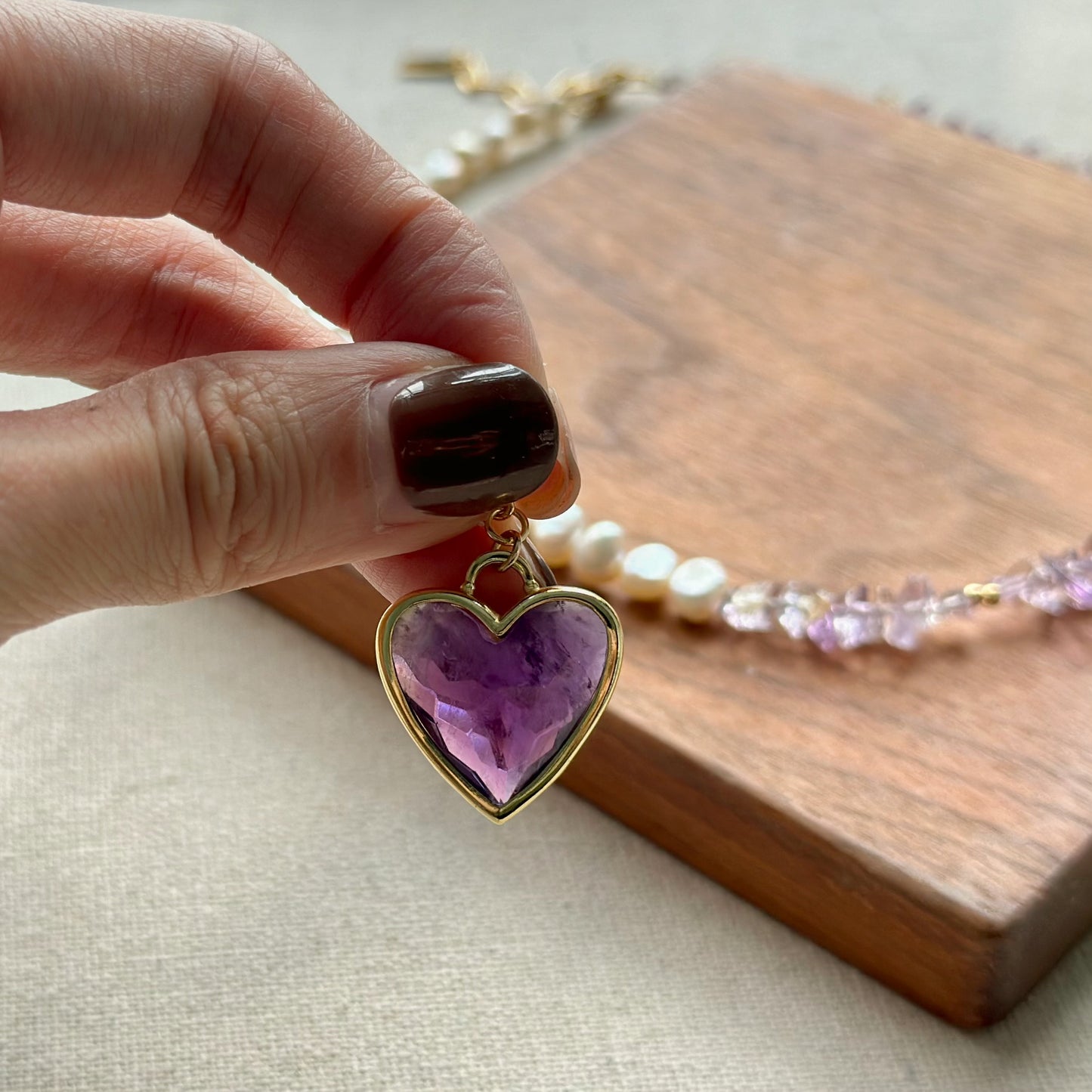 Two-way Amethyst And Ameterine Mixed Freshwater Pearl Beaded Necklace