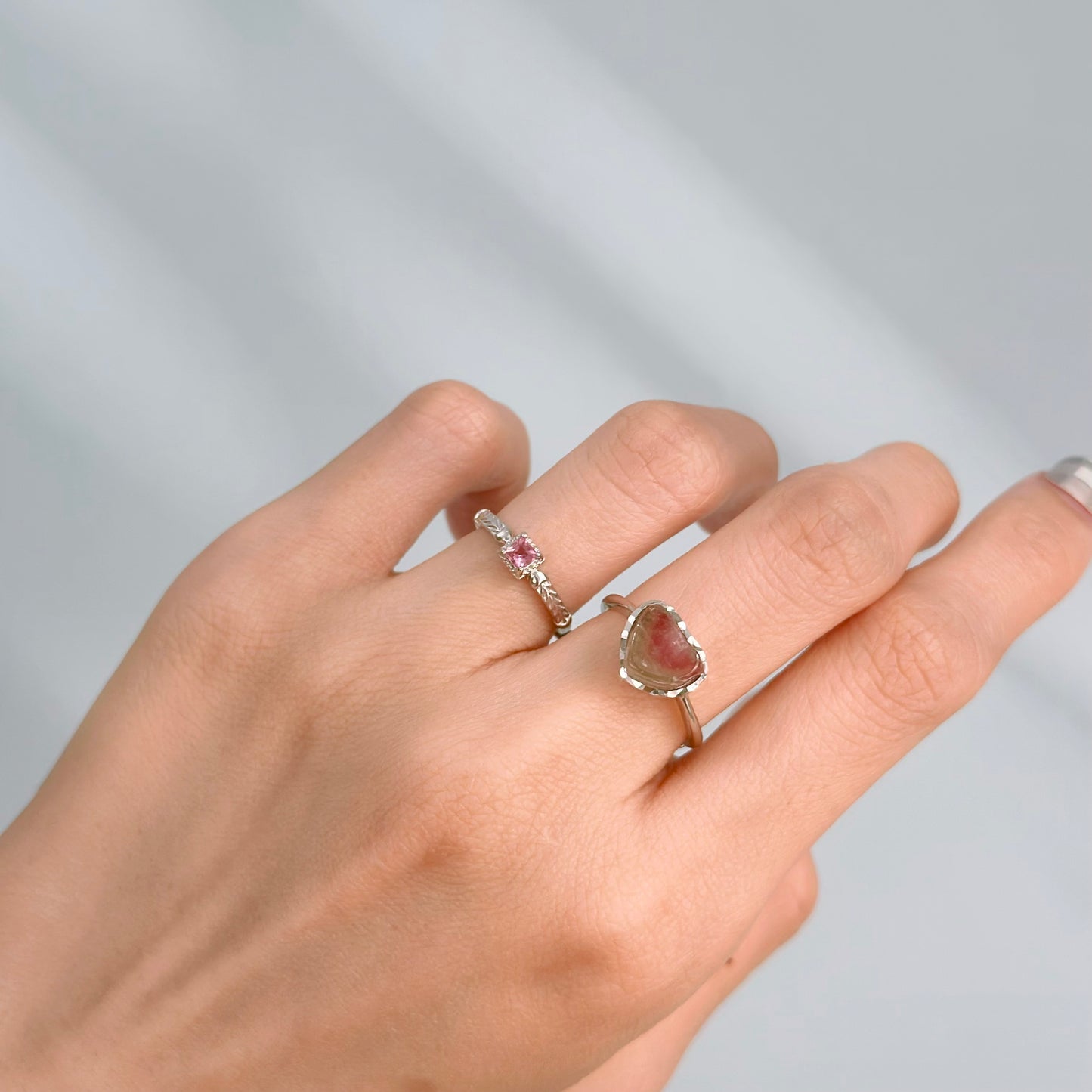 Pink Tourmaline Adjustable Sterling Silver Ring