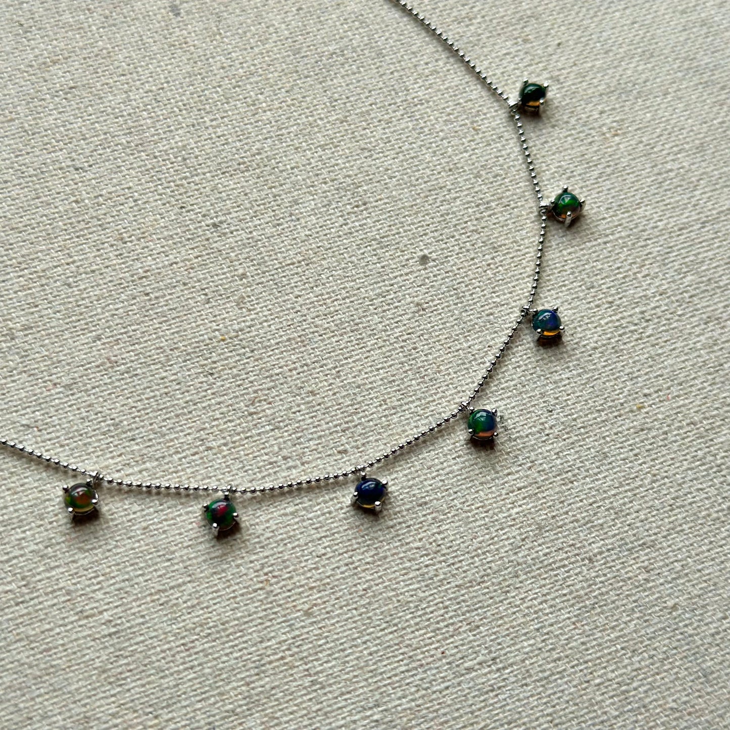 Black Opal Dangling Sterling Silver Necklace