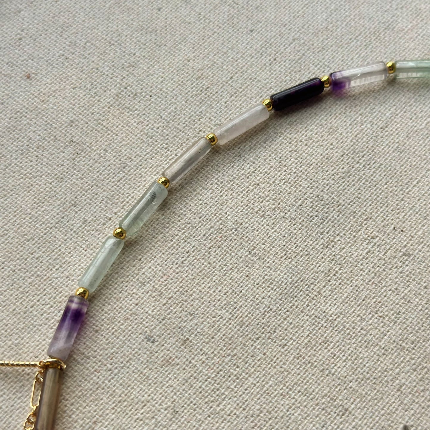 Flourite Beaded And Dangling Gold-plated Necklace