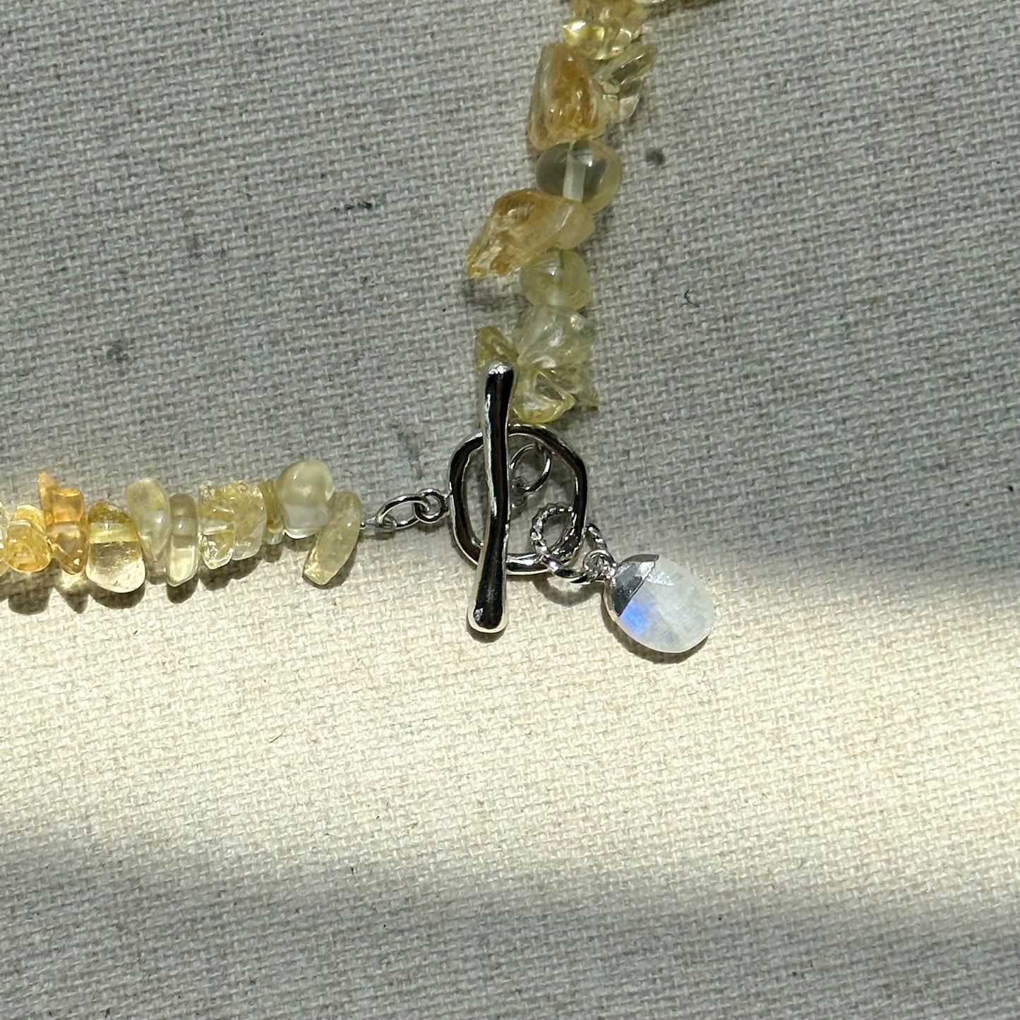 Citrine Beaded And Moonstone Hoop Toggle Necklace