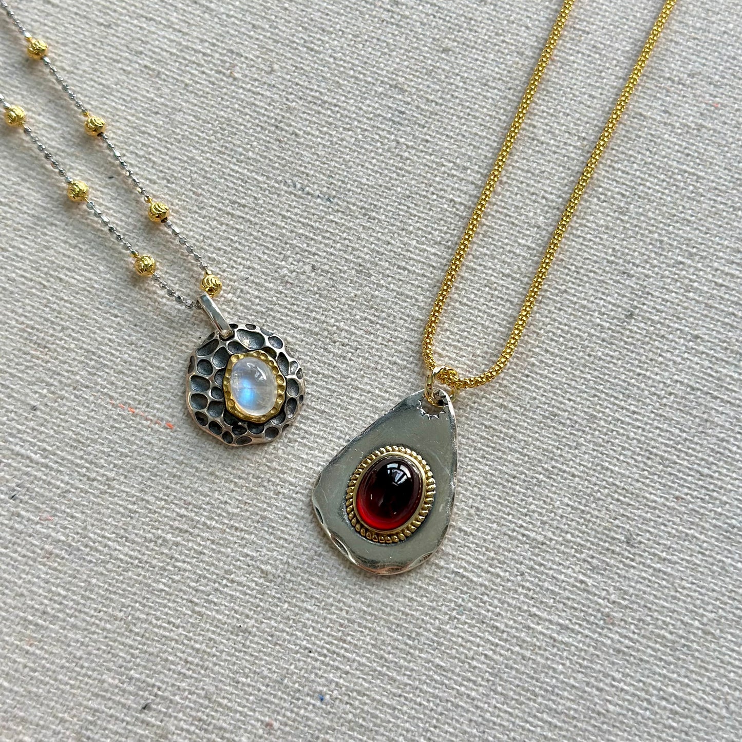 Garnet January Birthstone Two Tone Gold-plated Necklace