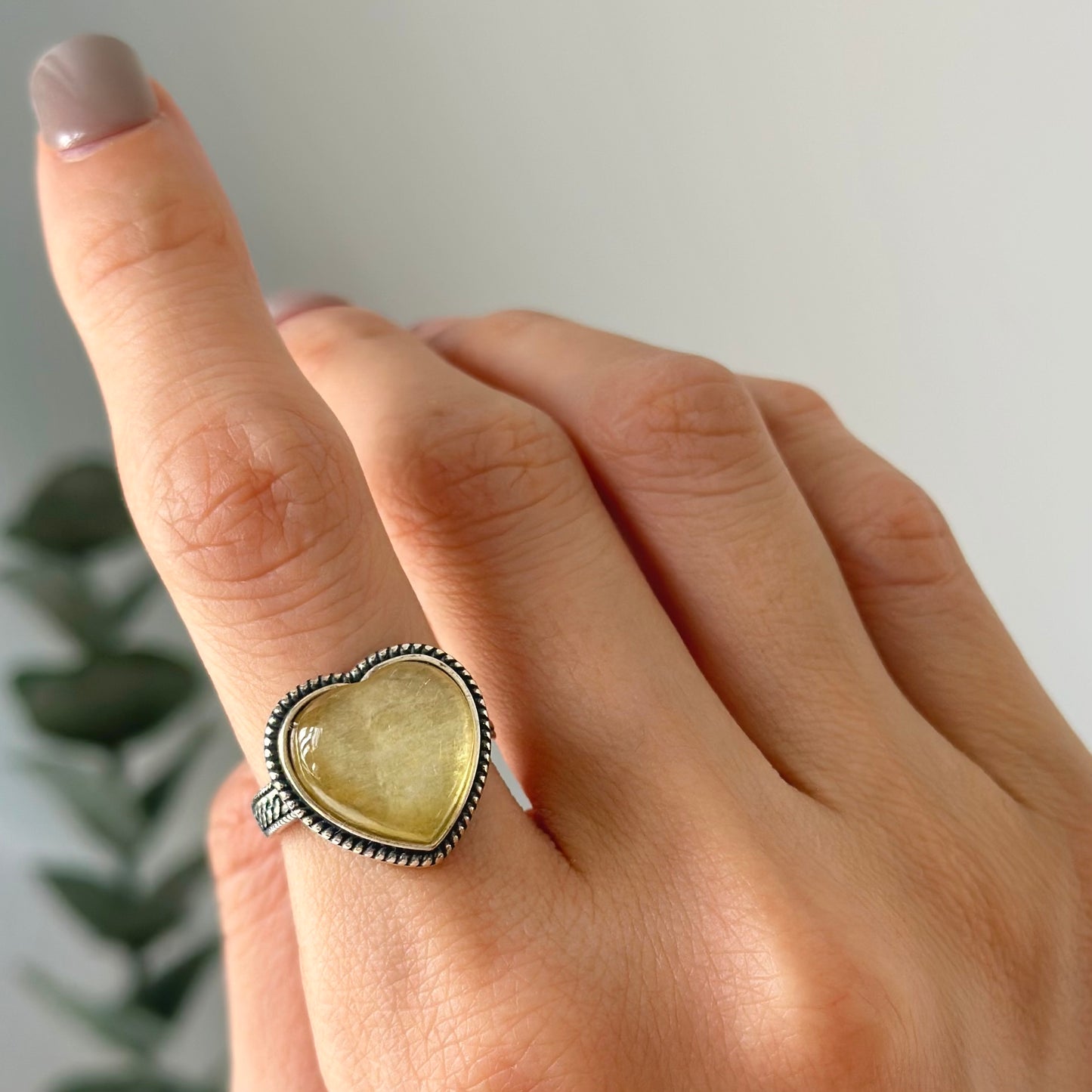 Phlogopite Heart Adjustable Sterling Silver Ring