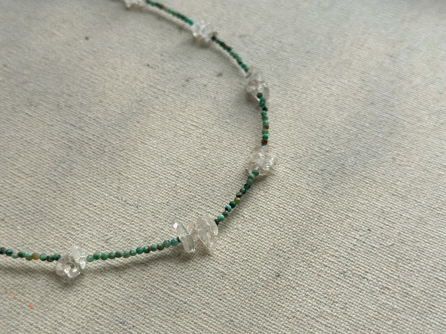 Turquoise And Clear Quartz Beaded Necklace