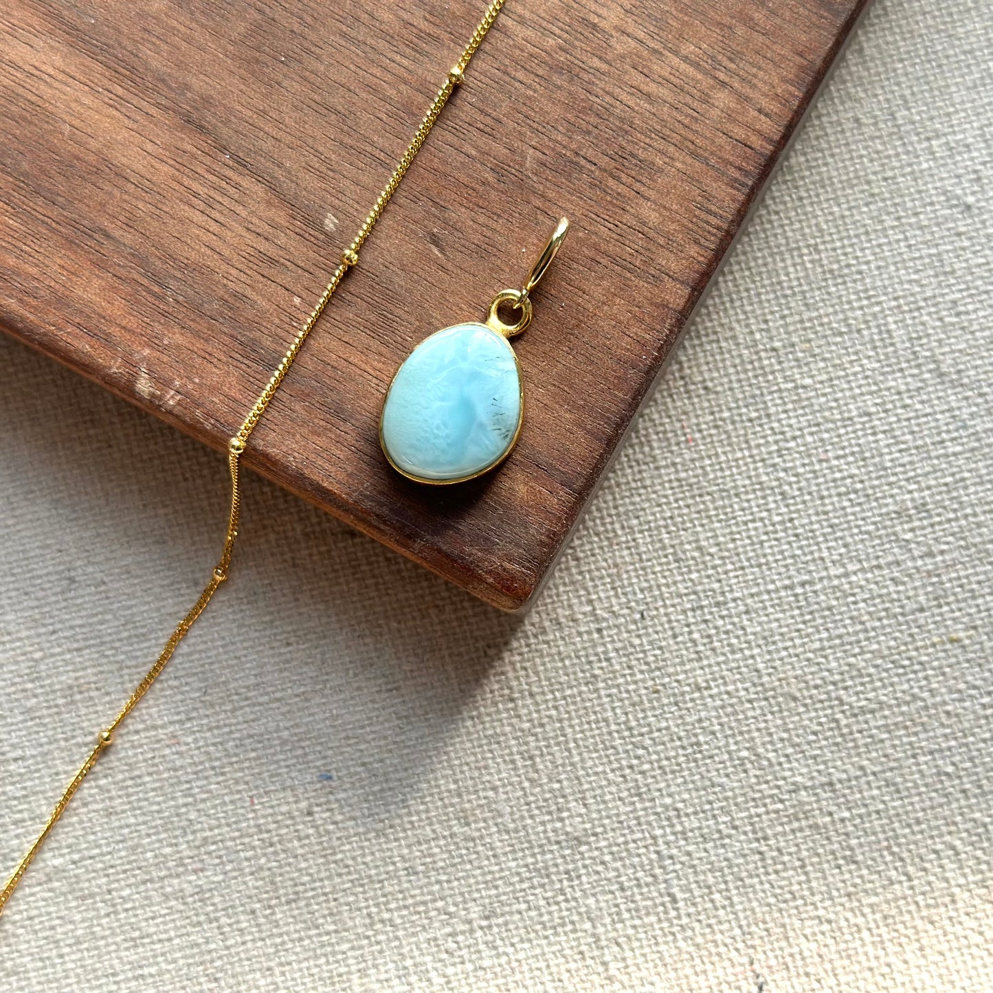 Larimar Pendant Two-way Gold-plated Necklace