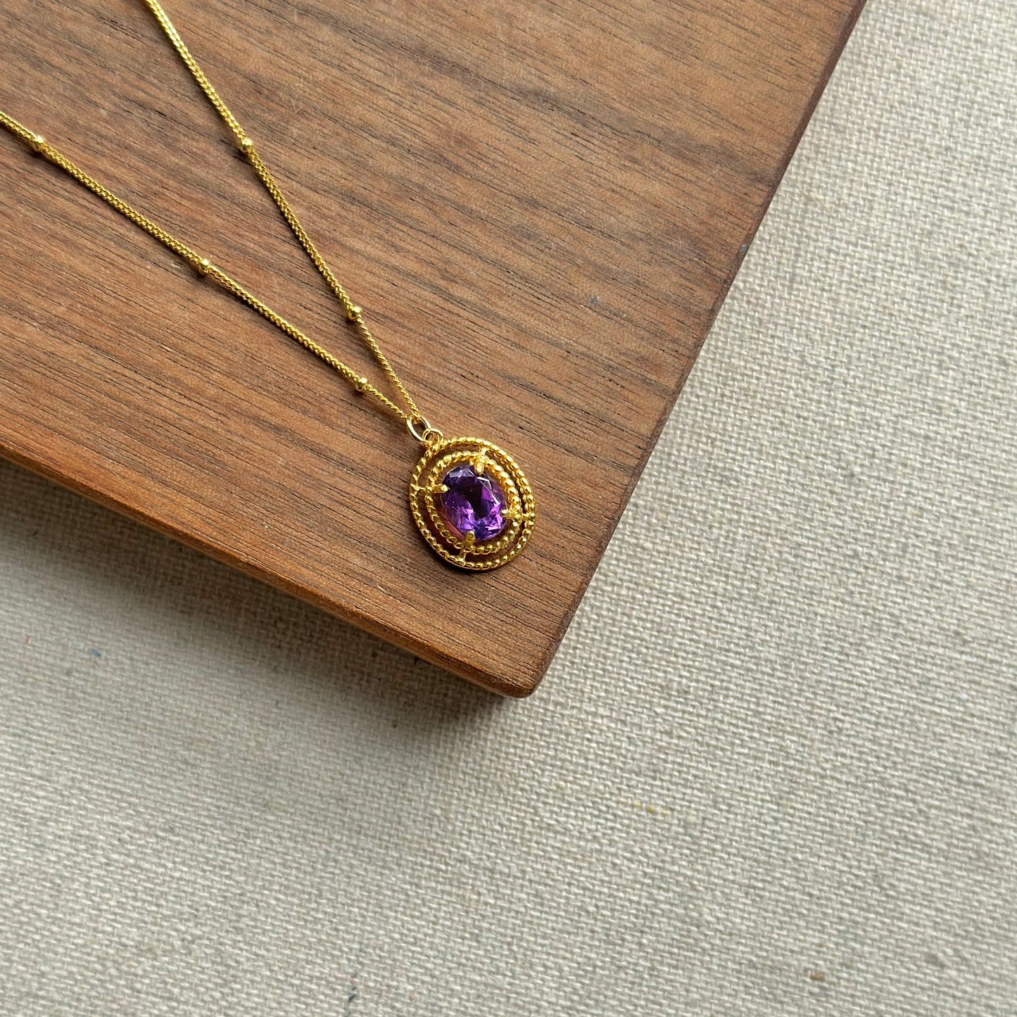 Amethyst Dotty Chain Gold-plated Sterling Silver Necklace