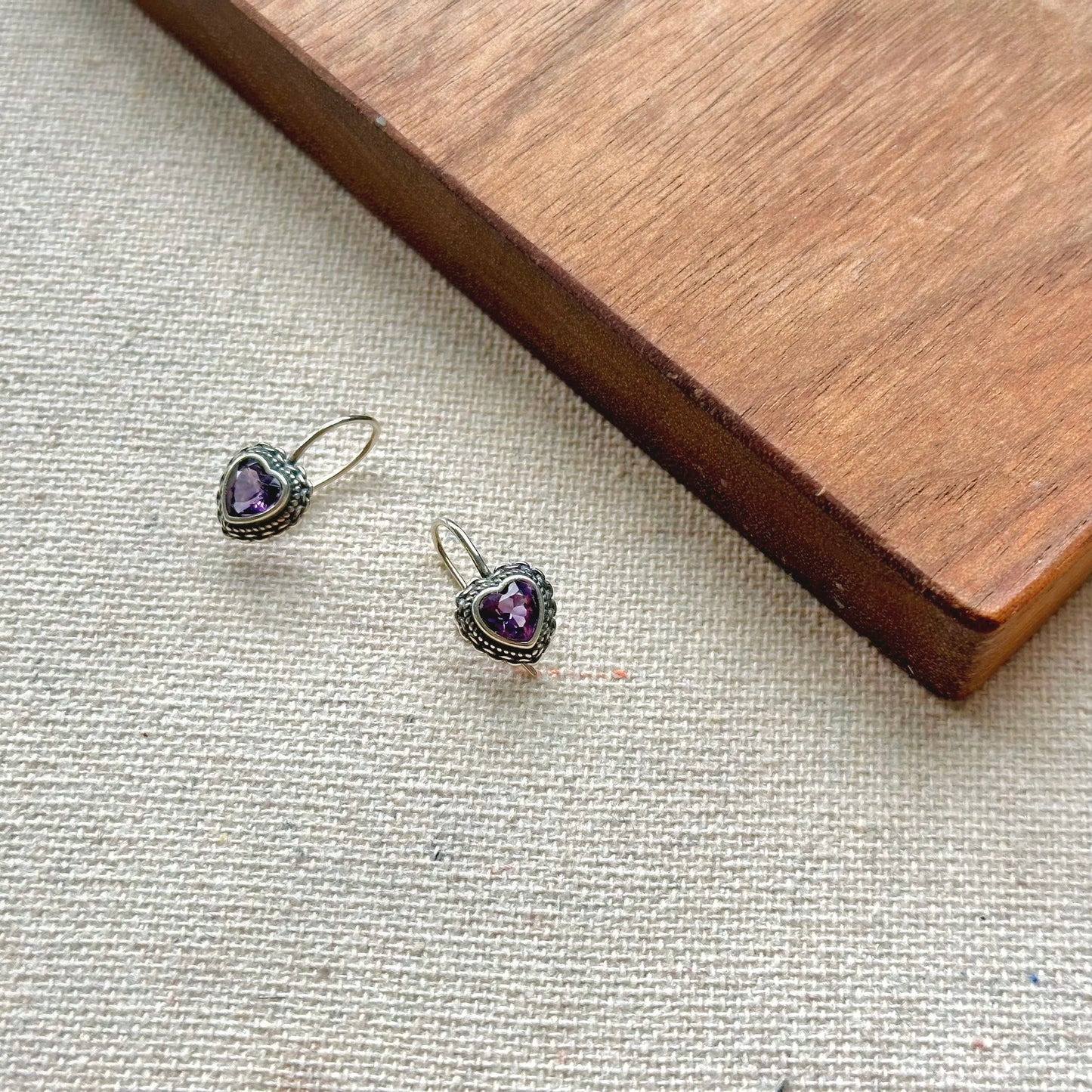 Amethyst Heart February Birthstone Sterling Silver Earring