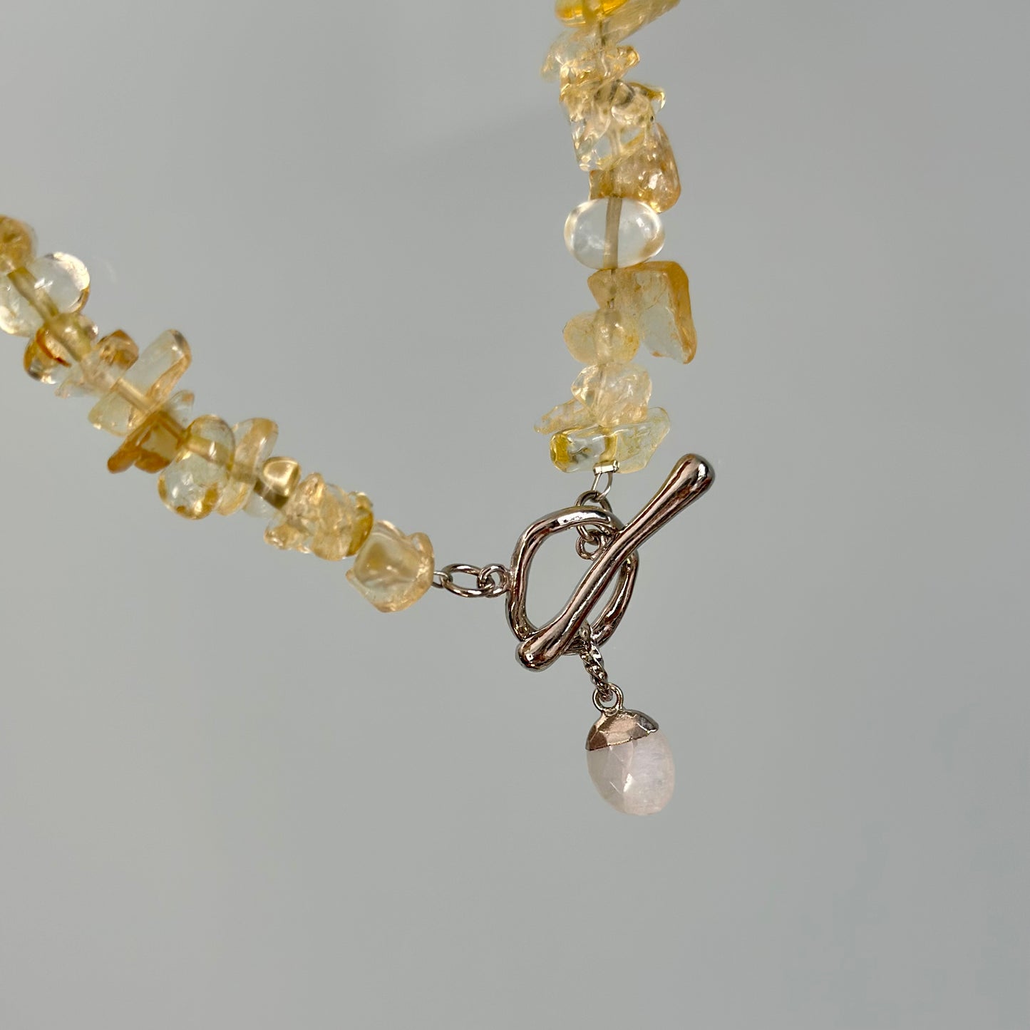 Citrine Beaded And Moonstone Hoop Toggle Necklace