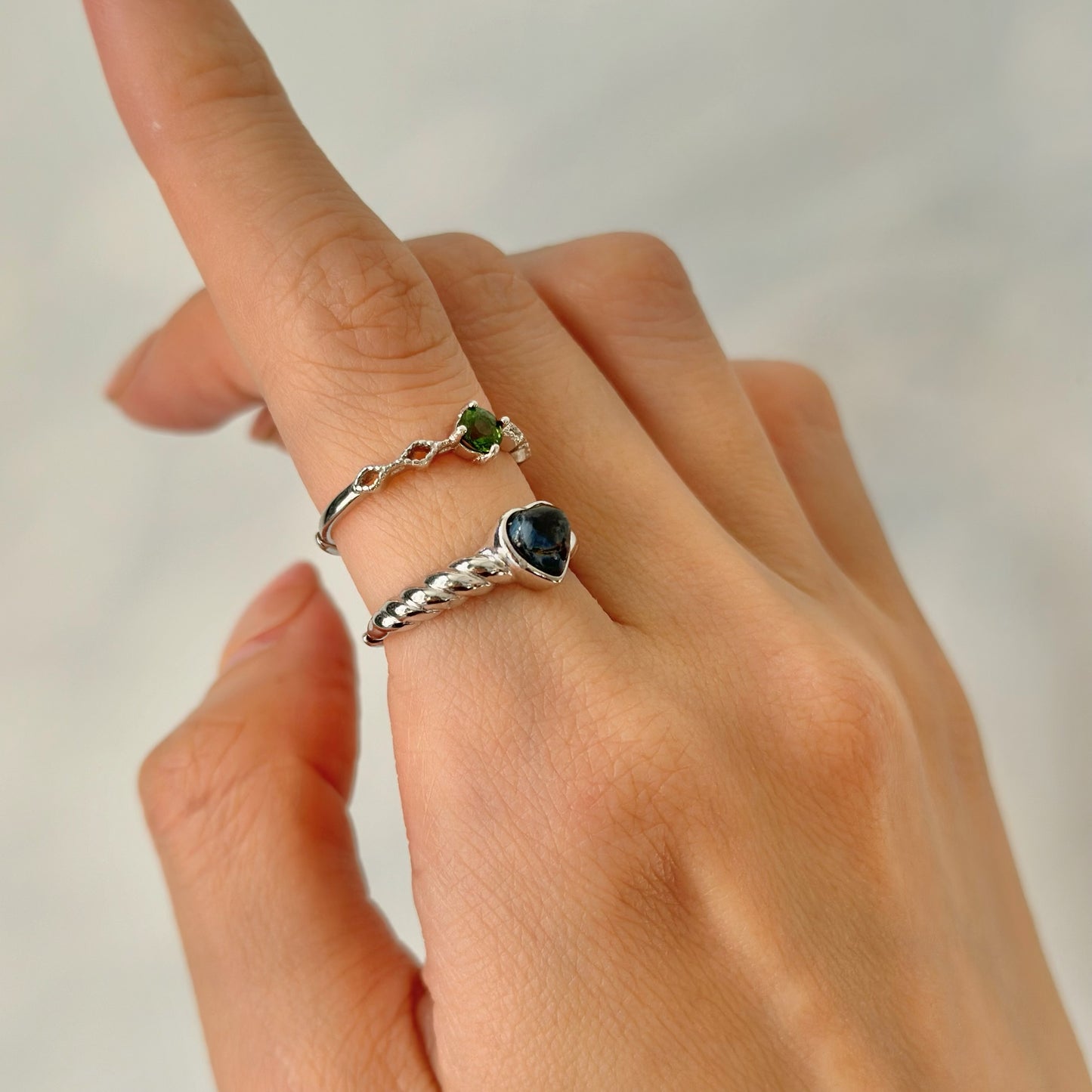 Pietersite Heart-shaped Adjustable Sterling Silver Ring