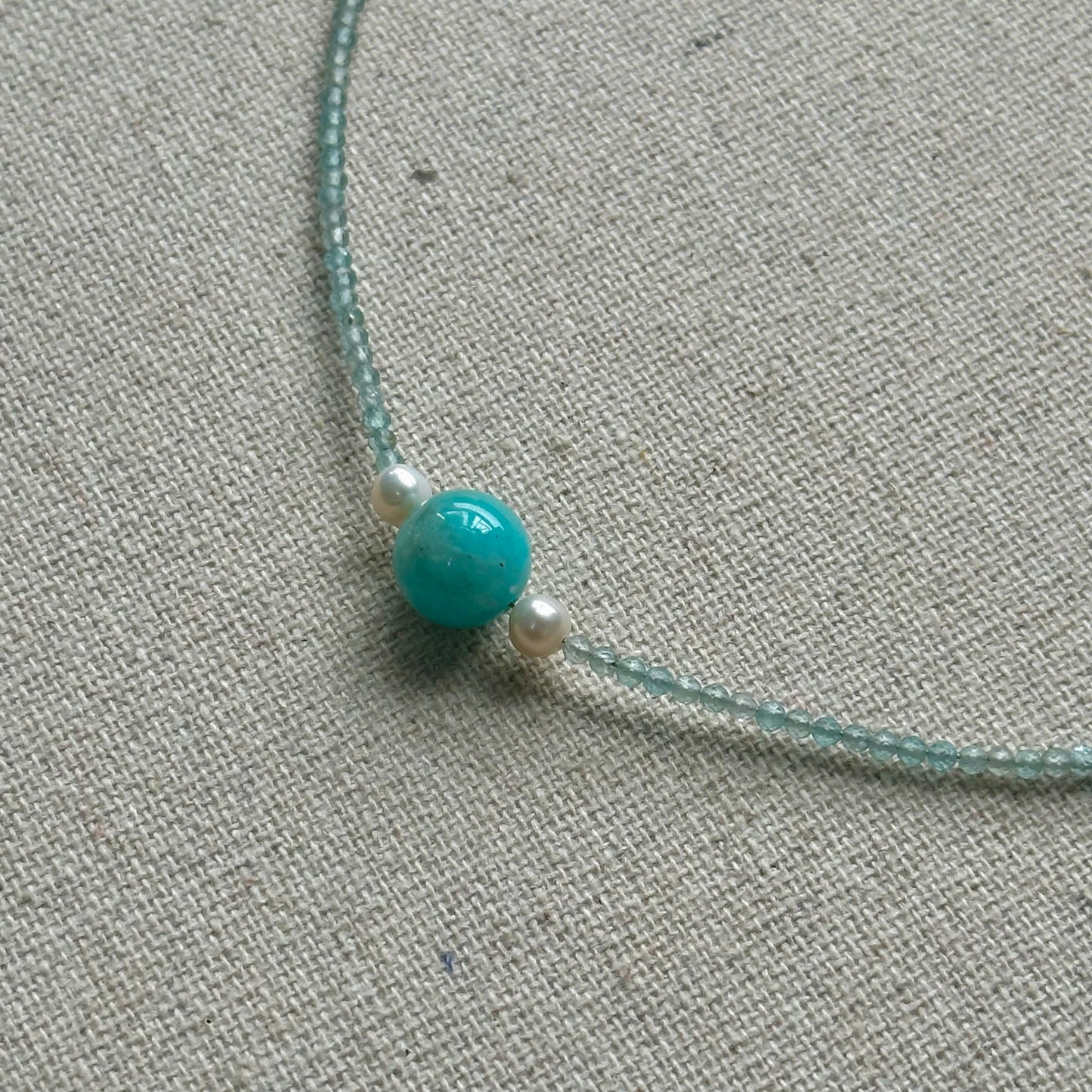 Amazonite And Freshwater Pearl Beaded Necklace