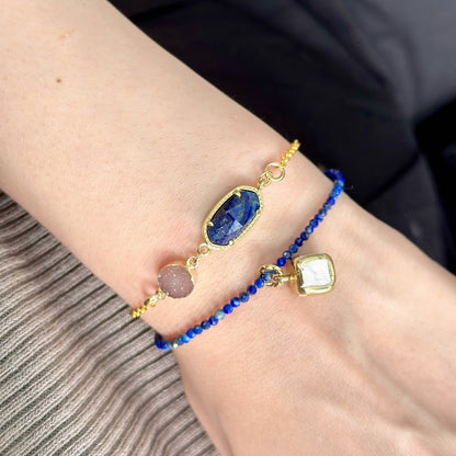 Lapis And Howlite Beaded Bracelet