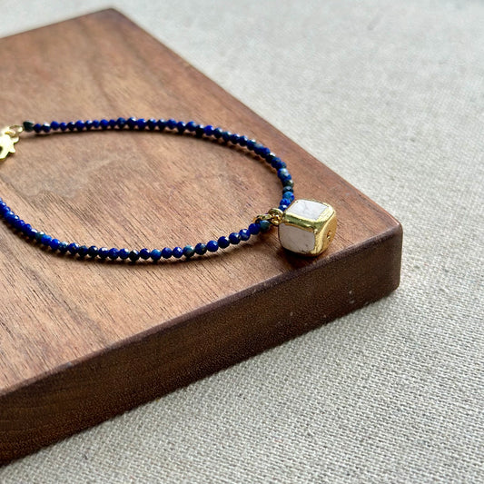 Lapis And Howlite Beaded Bracelet