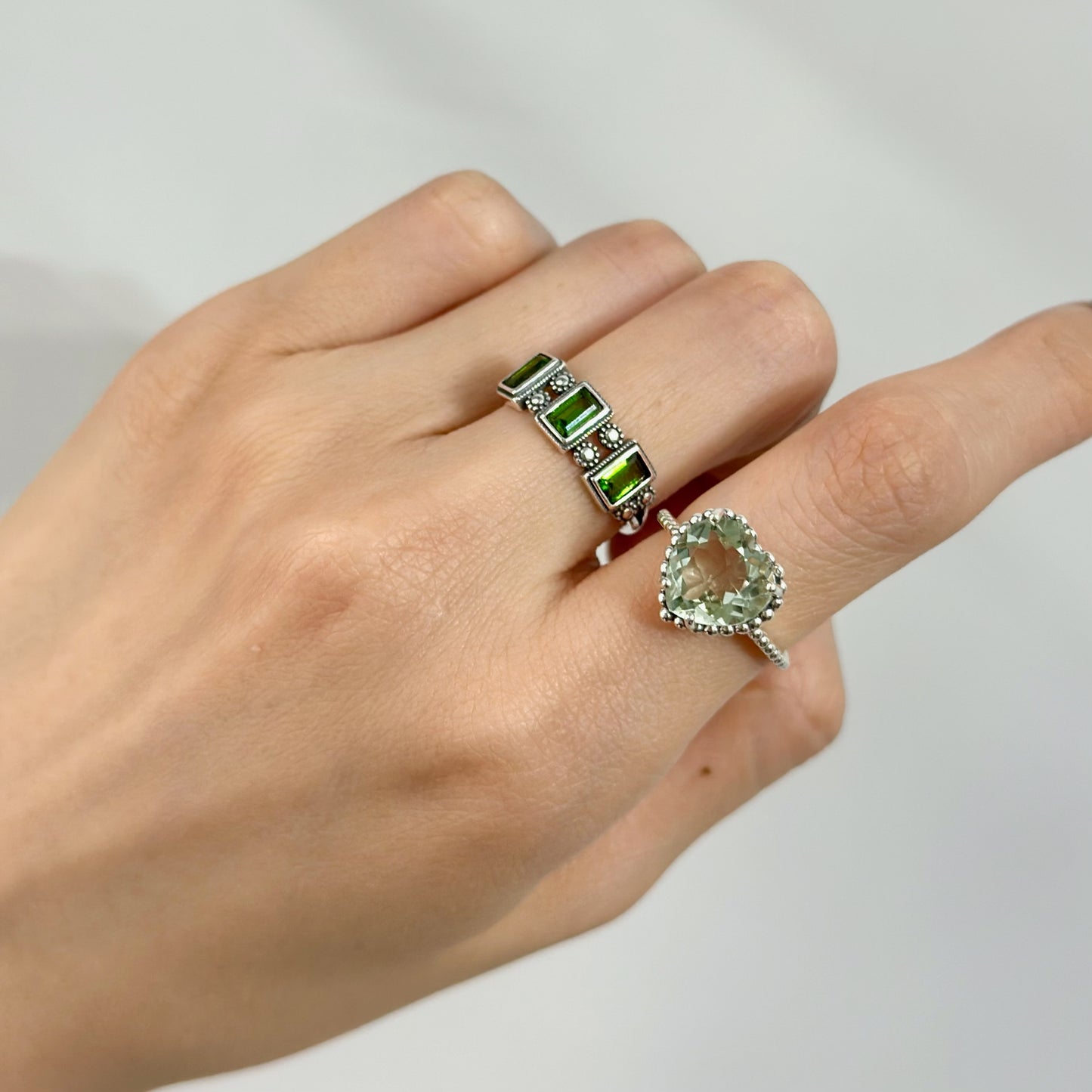 Diopside Eternity Adjustable Sterling Silver Ring