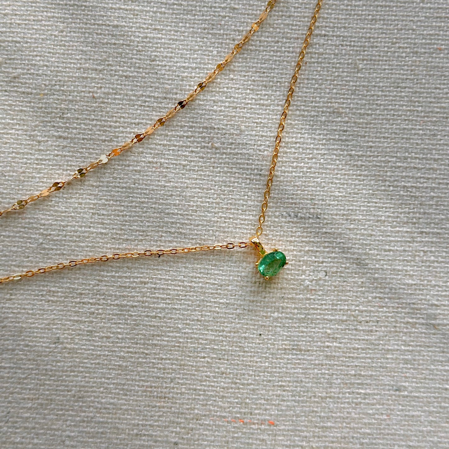 Emerald May Birthstone Double Layer Gold-plated Necklace