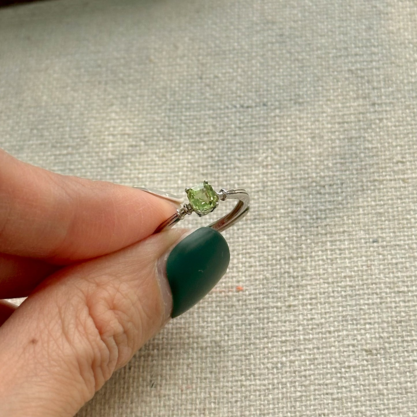 Green Tourmaline Adjustable Sterling Silver Ring