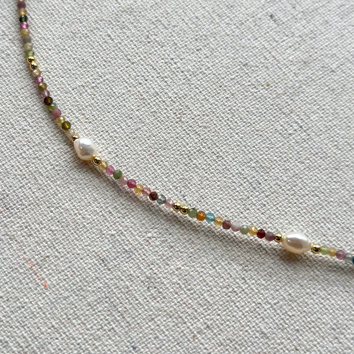 Tourmaline And Freshwater Pearl Beaded Bracelet