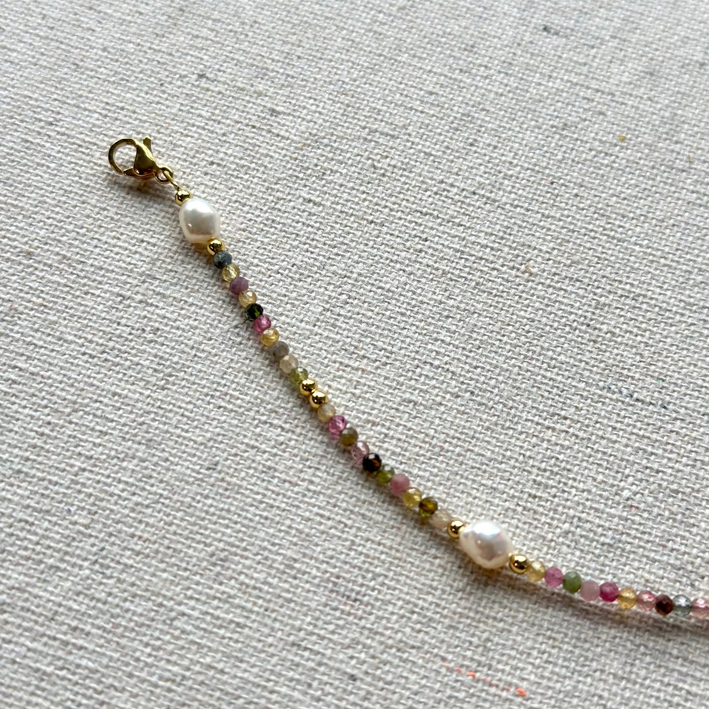 Tourmaline And Freshwater Pearl Beaded Bracelet